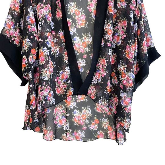 Guilty Dark Floral Swim Cover Up Kimono - Picture 3 of 8